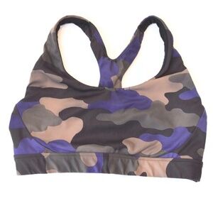 Athleta Ultimate Sports Bra black, brown, khaki purple camouflage print Size S